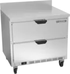 Beverage Air WTFD36AHC-2 36'' 2 Drawer Counter Height Worktop Freezer with Side / Rear Breathing Compressor - 8.5 cu. ft.