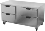 Beverage Air WTFD60AHC-4-FLT 60'' 4 Drawer Counter Height Worktop Freezer with Side / Rear Breathing Compressor - 17.1 cu. ft.