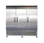 Bison Refrigeration BRR-71 82'' 71 cu. ft. Bottom Mounted 3 Section Solid Door Reach-In Refrigerator