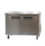 Bison Refrigeration BUF-48 48.13'' 2 Section Undercounter Freezer with 2 Left/Right Hinged Solid Doors and Side / Rear Breathing Compressor