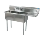 BK Resources BKS-2-18-12-18R Commercial Sink, (2) Two Compartment, Construction with and - 56.50" W