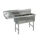 BK Resources BKS-2-24-14-24LS Commercial Sink, (2) Two Compartment, Construction with and - 74.50" W