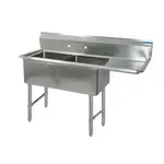 BK Resources BKS-2-24-14-24RS Commercial Sink, (2) Two Compartment, Construction with and - 74.50" W