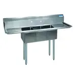 BK Resources BKS-3-1014-10-12T Commercial Sink, (3) Three Compartment, Construction with and - 540" W