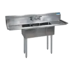 BK Resources BKS-3-1220-12-12T Commercial Sink, (3) Three Compartment, Construction with and - 600" W