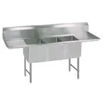 BK Resources BKS-3-1620-12-18TS Commercial Sink, (3) Three Compartment, Construction with and - 840" W