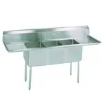BK Resources BKS-3-18-12-24T Commercial Sink, (3) Three Compartment, Construction with and - 1020" W