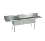 BK Resources BKS-3-24-14-24TS Commercial Sink, (3) Three Compartment, Construction with and - 1200" W