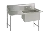 BK Resources BKS6-1-1620-14-18LS Commercial Sink, (1) One Compartment, Construction with and - 38.19" W