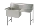 BK Resources BKS6-1-24-14-24RS Commercial Sink, (1) One Compartment, Construction with and - 52.19" W
