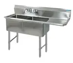 BK Resources BKS6-2-1620-14-18RS Commercial Sink, (2) Two Compartment, Construction with and - 54.19" W
