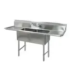 BK Resources BKS6-2-18-14-18TS Commercial Sink, (2) Two Compartment, Construction with and - 75.25" W