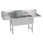 BK Resources BKS6-3-1620-14-24TS Commercial Sink, (3) Three Compartment, Construction with and - 95.25" W