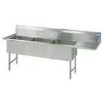 BK Resources BKS6-3-24-14-24RS Commercial Sink, (3) Three Compartment, Construction with and - 100.19" W