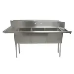 BK Resources BKSDT-3-1820-14-LSPG Soiled Dishtable & Three-Compartment Sink with