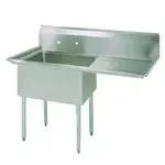 BK Resources ES-1-18-12-18R Commercial Sink, (1) One Compartment, Construction with and - 38.50" W