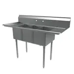 BK Resources ES-3-1220-12-12T Commercial Sink, (3) Three Compartment, Construction with and - 600" W