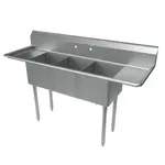 BK Resources ES-3-1416-12-12T Commercial Sink, (3) Three Compartment, Construction with and - 670" W