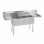 BK Resources ES-3-24-14-24T Commercial Sink, (3) Three Compartment, Construction with and - 1200" W