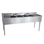 BK Resources UB4-18-472TS Underbar Sink Unit, Compartment, , with and / - 720"W x 18.25"D