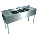 BK Resources UB4-21-360TS Underbar Sink Unit, Compartment, , with and / - 600"W x 21.25"D