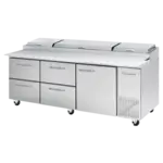 Blue Air BAPP93-D4LM-HC 93.25'' 1 Door 4 Drawer Counter Height Refrigerated Pizza Prep Table