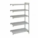 Cambro CPA247284S5PKG Camshelving® Premium Series NSF 5-Tier Add-On Shelving Unit with (5) Solid Polypropylene Shelf Plates and 600 lbs. Capacity - 72"W x 24"D x 84"H