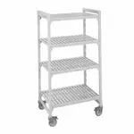 Cambro CPHU246075V4480 Camshelving® Premium Series NSF 4-Tier High Density Mobile Starter Shelving Unit with (4) Vented Polypropylene Shelf Plates and 800 lbs. Capacity - 60"W x 24"D x 75"H