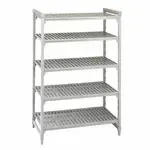 Cambro CPU184264V5480 Camshelving® Premium Series NSF 5-Tier Starter Shelving Unit with (5) Vented Polypropylene Shelf Plates and 800 lbs. Capacity - 42"W x 18"D x 64"H