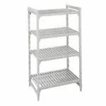 Cambro CPU243064V4480 Camshelving® Premium Series NSF 4-Tier Starter Shelving Unit with (4) Vented Polypropylene Shelf Plates and 800 lbs. Capacity - 30"W x 24"D x 64"H