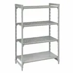 Cambro CPU244884VS4PKG Camshelving® Premium Series NSF 4-Tier Starter Shelving Unit with (3) Vented & (1) Solid Polypropylene Shelf Plates and 800 lbs. Capacity - 48"W x 24"D x 84"H