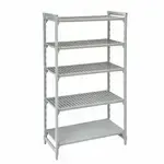 Cambro CPU244884VS5PKG Camshelving® Premium Series NSF 5-Tier Starter Shelving Unit with (4) Vented & (1) Solid Polypropylene Shelf Plates and 800 lbs. Capacity - 48"W x 24"D x 84"H