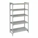 Cambro CPU246084S5PKG Camshelving® Premium Series NSF 5-Tier Starter Shelving Unit with (5) Solid Polypropylene Shelf Plates and 600 lbs. Capacity - 60"W x 24"D x 84"H