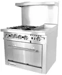 Connerton CN36-2-24G Restaurant Gas Range, with 2 Burners (1) 24" Griddle and Bake-n-Roast Oven - 203,000 BTU