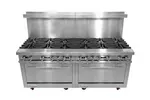 Connerton CN72-12 Restaurant Gas Range, 72" W with 12 Burners and (2) Bake-n-Roast Ovens - 406,000 BTU