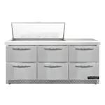 Continental Refrigerator D72N18M-FB-D 72'' Mega Top Refrigerated Sandwich / Salad Prep Table
