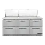 Continental Refrigerator D72N27M-FB-D 72'' Mega Top Refrigerated Sandwich / Salad Prep Table