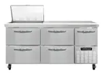 Continental Refrigerator RA68N12M-D 68'' Mega Top Refrigerated Sandwich / Salad Prep Table