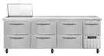 Continental Refrigerator RA93N12M-D 93'' Mega Top Refrigerated Sandwich / Salad Prep Table