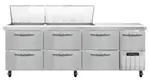 Continental Refrigerator RA93N27M-D 93'' Mega Top Refrigerated Sandwich / Salad Prep Table