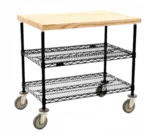Eagle Group DC2448BL Open Base Black Epoxy Finish 2 Shelf Utility Cart, with 5" casters - 24"W x 48"L x 34"H