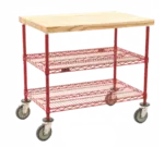 Eagle Group DC2448R Open Base Red Epoxy Finish 2 Shelf Utility Cart, with 5" casters - 24"W x 48"L x 34"H