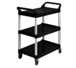Eagle Group EU3-2030-P Open Base 200 Lb Capacity Black Polymer 3 Shelf Utility Cart, with 4" casters - 18 5/8" x 33 5/8"
