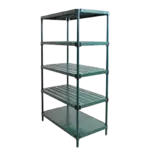 Eagle Group QPSU2148E-G5-74 QuadPLUS™ 5-Tier Starter Unit Wire Frame with 5 Louvered & Solid Green Shelf Mats - 48"W x 21"D