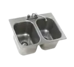 Eagle Group SR12-14-9.5-2 Self-Rimming 20 Gauge Type 304 Stainless Steel 12" x 14" x 9-1/2" 2 Compartment Drop-In Sink / Deck Mounted 12" Swing Spout Faucet