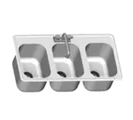 Eagle Group SR18-24-13.5-3 Self-Rimming 18 Gauge Type 304 Stainless Steel 18" x 24" x 13-1/2" 3 Compartment Drop-In Sink / Deck Mounted 14" Swing Spout Faucet