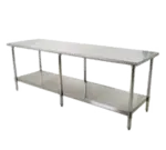 Eagle Group T24108SB Work Table, 16 Gauge Stainless Steel Top with Undershelf, Stainless Steel Legs and without Backsplash - 108"W x 24"D x 35.13"H
