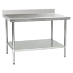 Eagle Group T24132EM-BS Work Table, 14 Gauge Stainless Steel Top with Undershelf, Galvanized Steel Legs and 4 1/2" Backsplash - 132"W x 24"D x 39.63"H