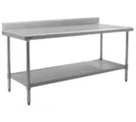 Eagle Group T24132SEM-BS Work Table, 14 Gauge Stainless Steel Top with Undershelf, Stainless Steel Legs and 4 1/2" Backsplash - 132"W x 24"D x 39.63"H