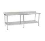 Eagle Group T2496B-BS Work Table, 16 Gauge Stainless Steel Top with Undershelf, Galvanized Steel Legs and 4-1/2"H Backsplash - 96"W x 24"D x 39.63"H